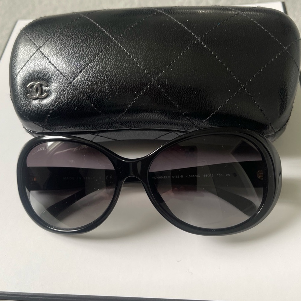 Chanel Black Cat Eye Crystal Sunglasses Authentic